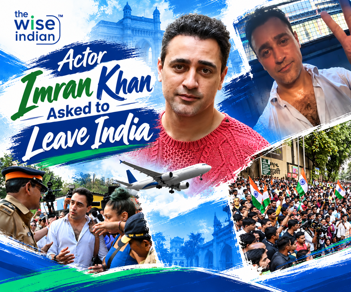 Imran Khan Asked to Leave India news graphic featuring the actor, media coverage and public gathering.