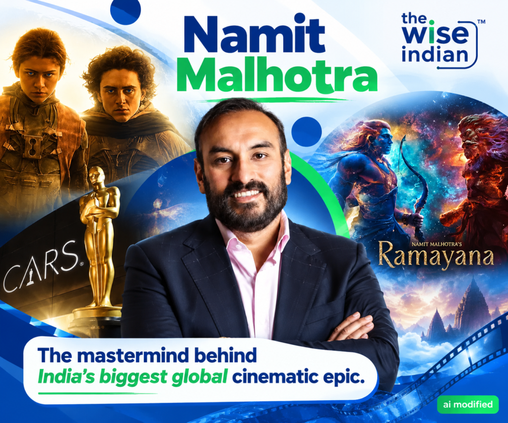 Namit Malhotra, the mastermind behind India’s biggest global cinematic epic, featured alongside cinematic visuals inspired by Ramayana and international film productions.