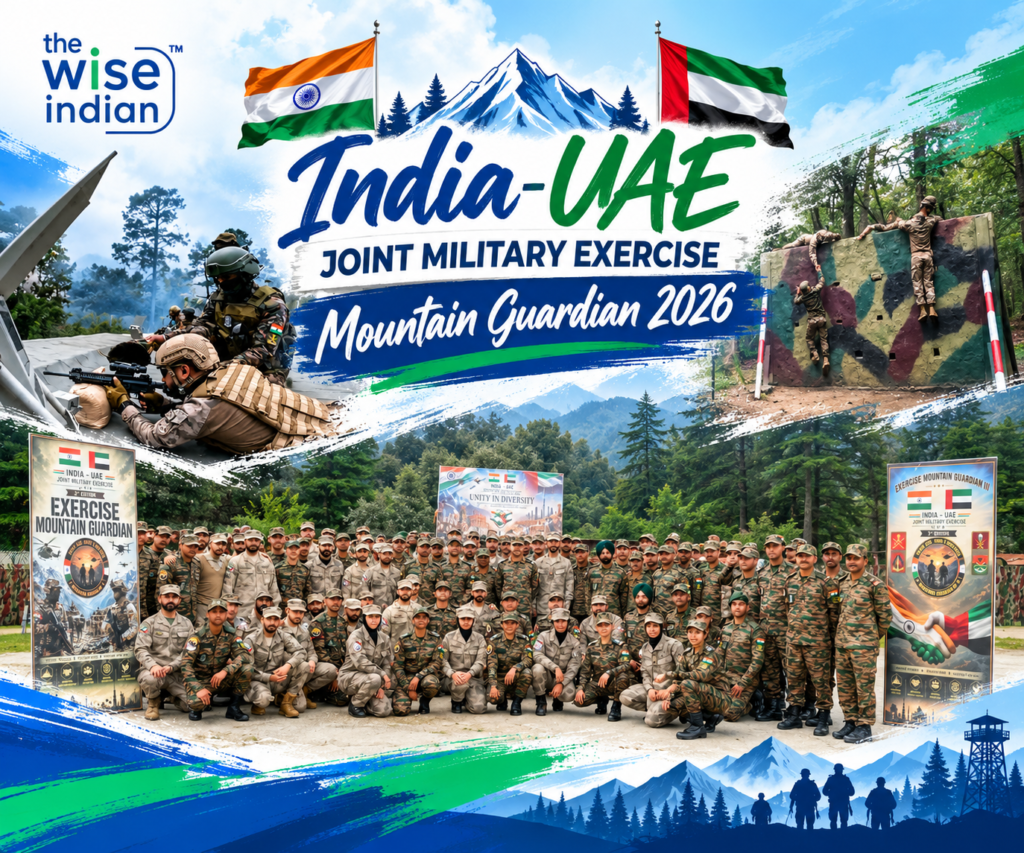 Mountain Guardian 2026 India-UAE joint military exercise featuring soldiers, tactical training, and team collaboration.